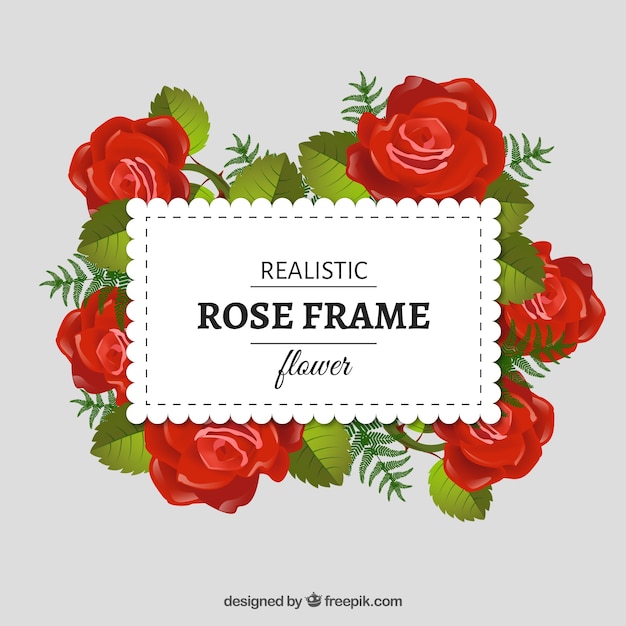 Frame met realistische rode rozen