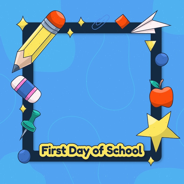 Gratis vector frame van eerste schooldag ontwerp