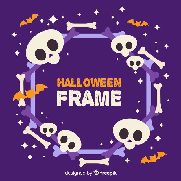 Frame van leuke cartoon halloween schedels