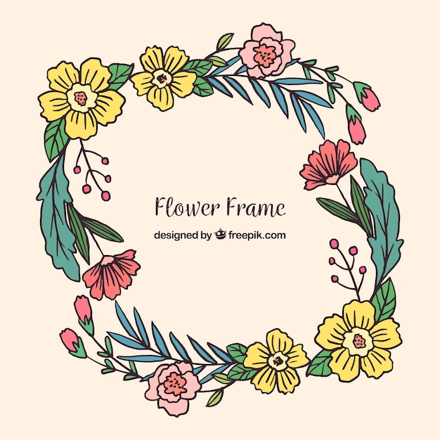 Frame van mooie hand getekende bloemen