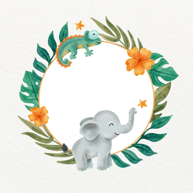 Gratis vector frameontwerp met aquarel safari