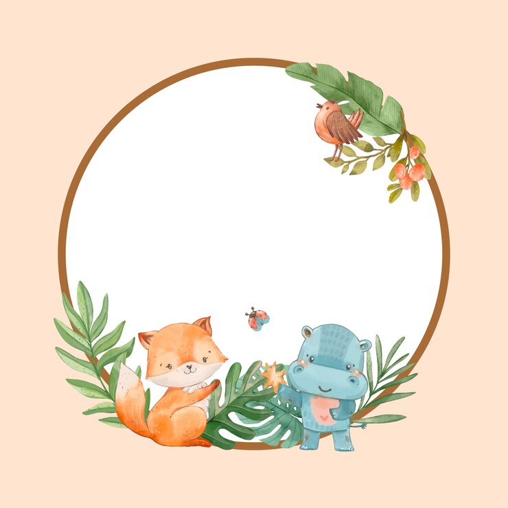 Gratis Vector frameontwerp met aquarel safari