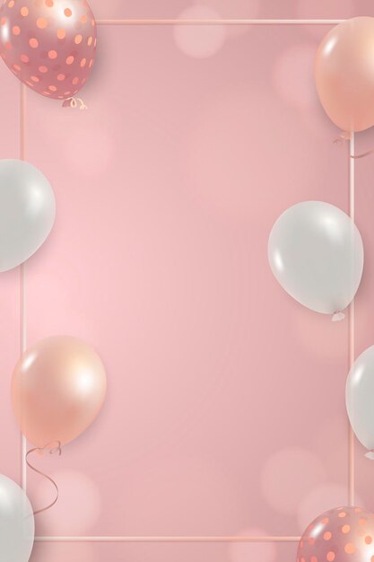 Frameontwerp met witte en roze ballonnen