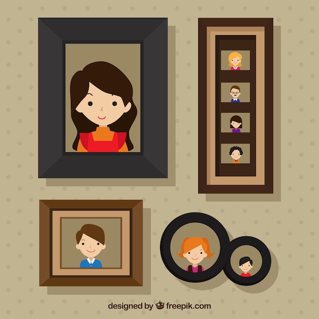 Gratis vector frames met familiefoto's