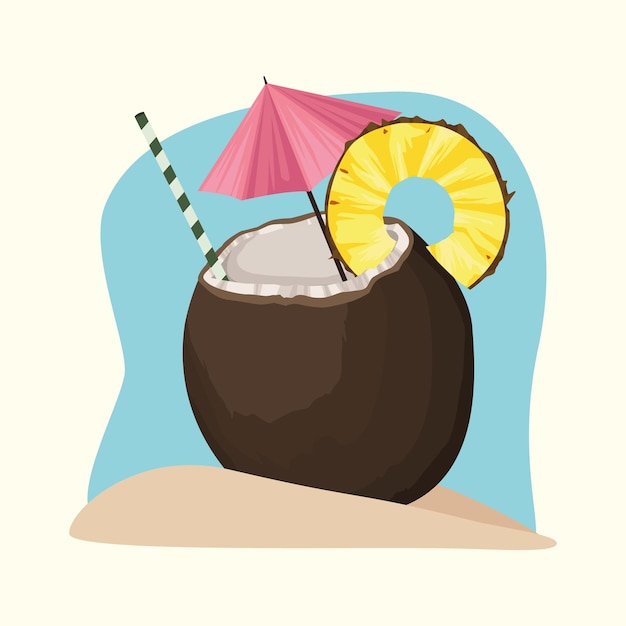 Gratis vector frisse kokoscocktail