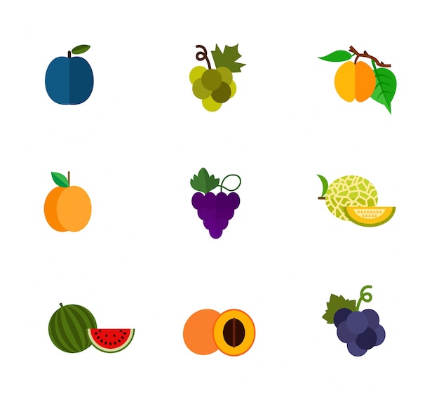 Fruit en bessen icon set