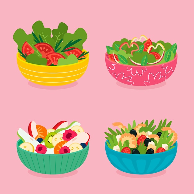 Fruit en salade kommen concept