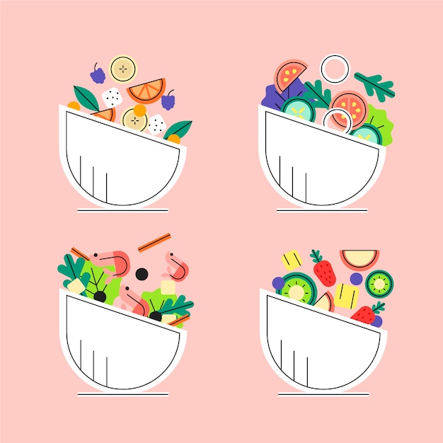 Gratis vector fruit- en saladekommen