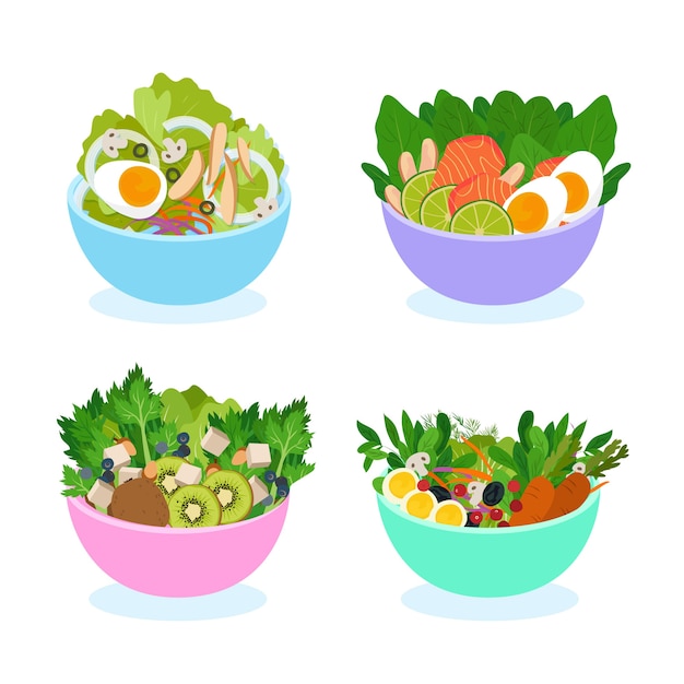 Gratis vector fruit- en saladekommen