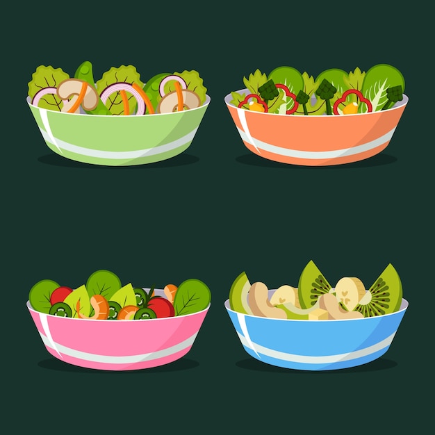 Gratis vector fruit- en saladekommen