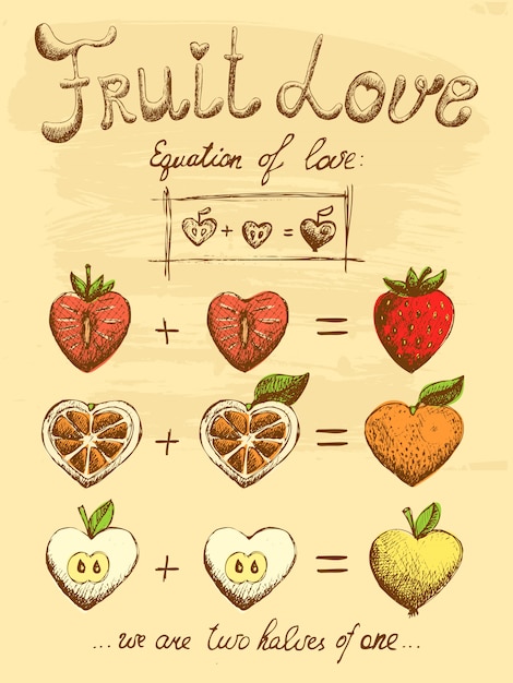 Fruit liefde formule vintage poster