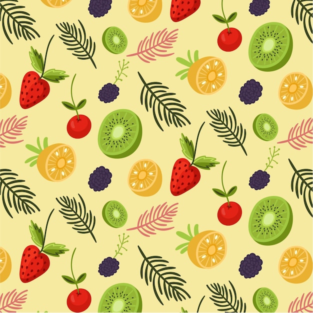 Gratis vector fruit patroon collectie concept