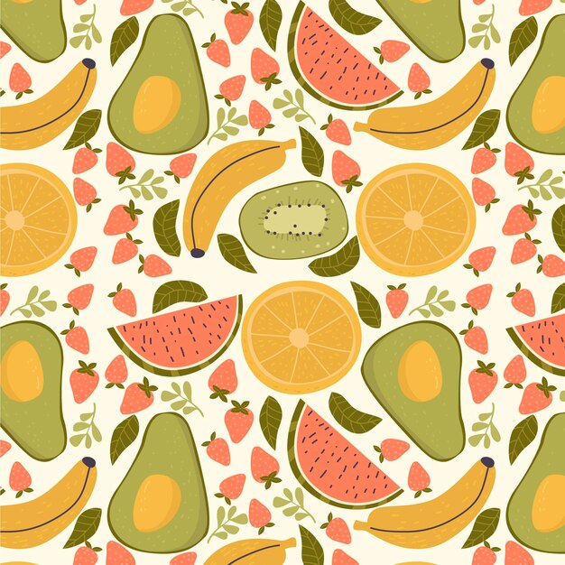 Fruit patroon met avocado