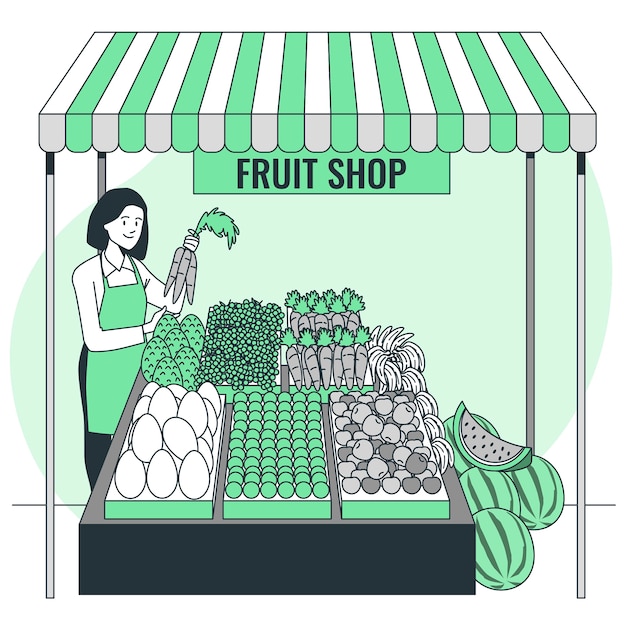 Gratis vector fruit winkel concept illustratie