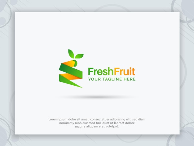 Fruit winkel logo ontwerp en letter logo Premium Vector