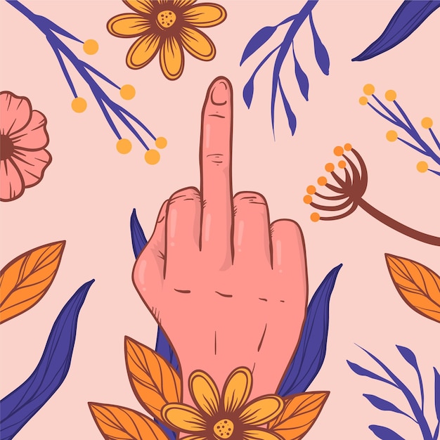 Gratis vector fuck you symbool met bloemen