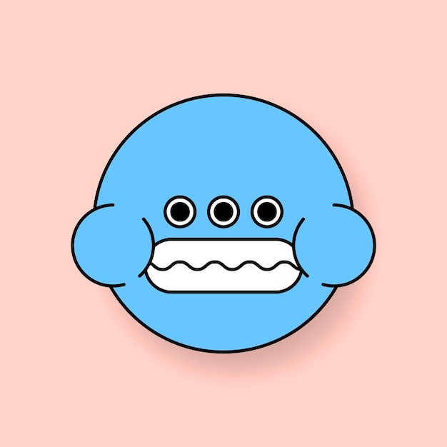 Funky blauwe monster kikker emoji sticker vector