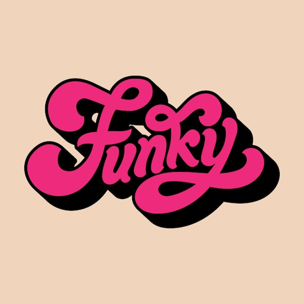 Gratis vector funky de stijlillustratie van de woordtypografie