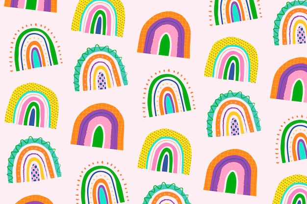 Funky doodle patroon regenboog achtergrond vector