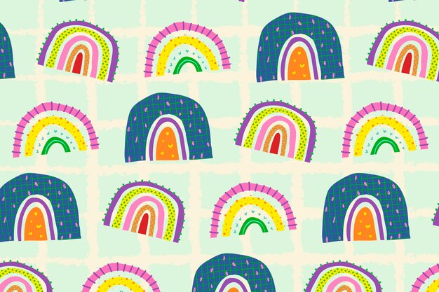 Funky doodle patroon regenboog achtergrond vector