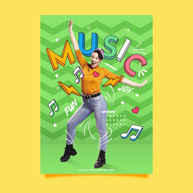 Gratis vector funky muziek mode poster sjabloon