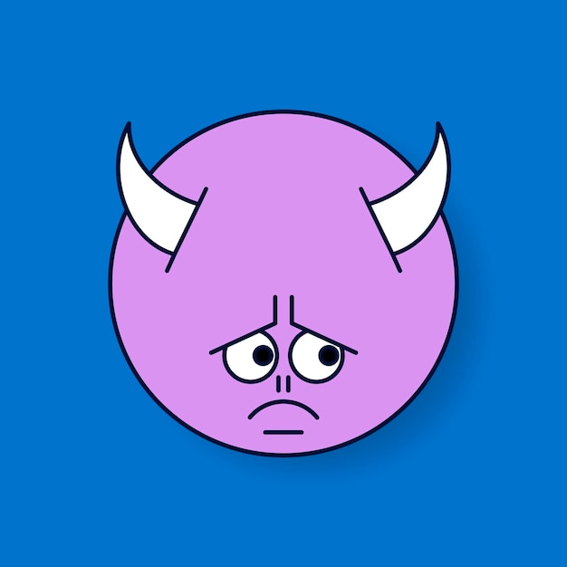 Funky paarse duivel monster emoji vector
