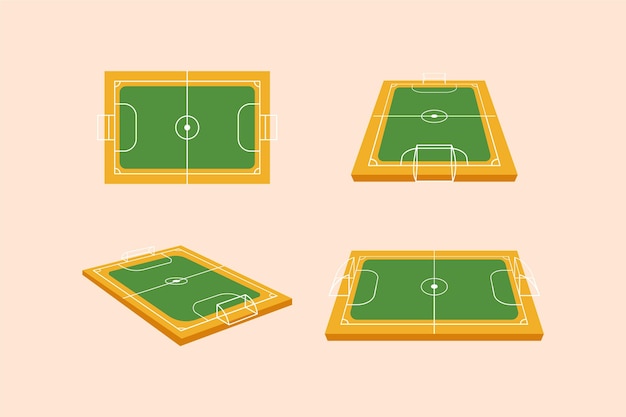 Gratis vector futsalveld in verschillende perspectieven