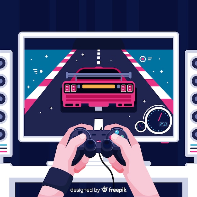 Gratis vector futuristische achtergrond van een computer gamer