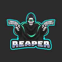 Gratis vector futuristische reaper met wapenlogo