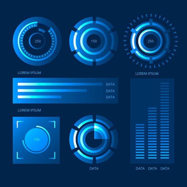 Gratis vector futuristische verzameling van infographics