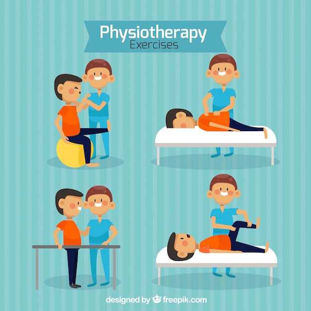 Gratis vector fysiotherapie set met mooie karakters