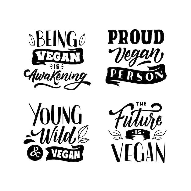 Ga veganistisch belettering ontwerpset