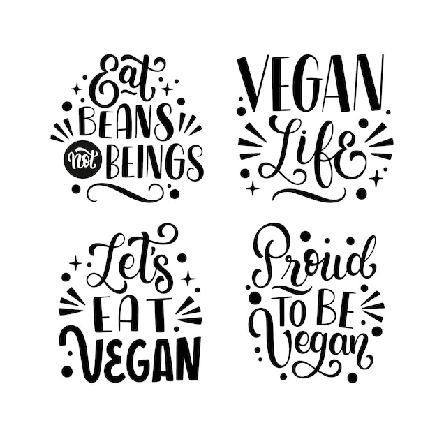 Ga veganistisch belettering ontwerpset