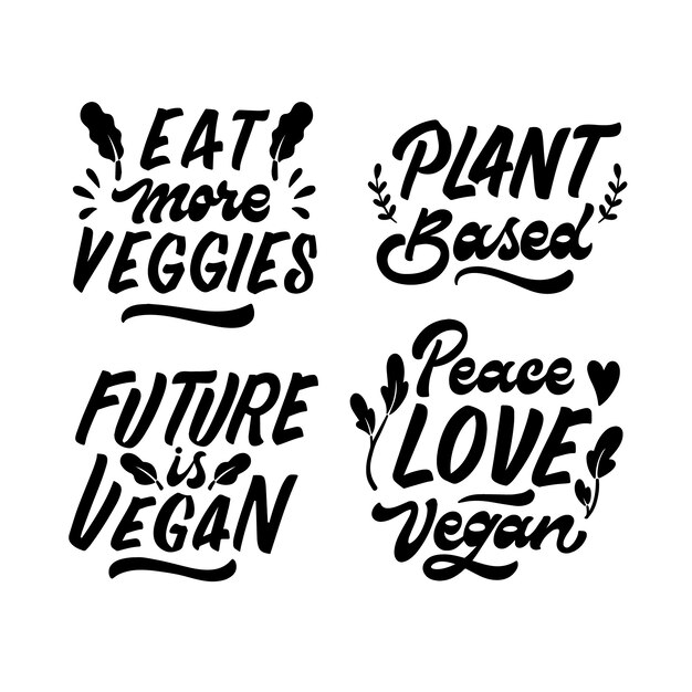 Ga veganistisch belettering ontwerpset