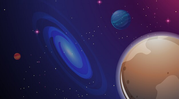 Galaxy en planeet scene