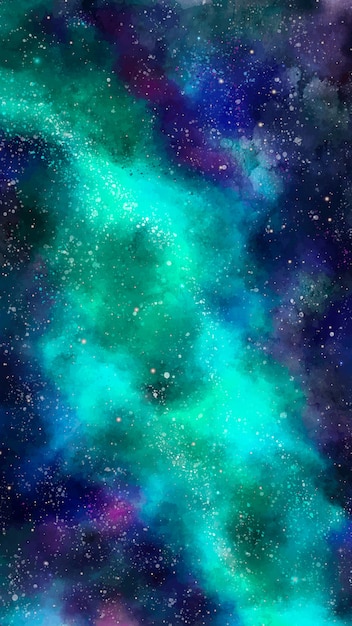 Galaxy mobiele achtergrond in groene tinten