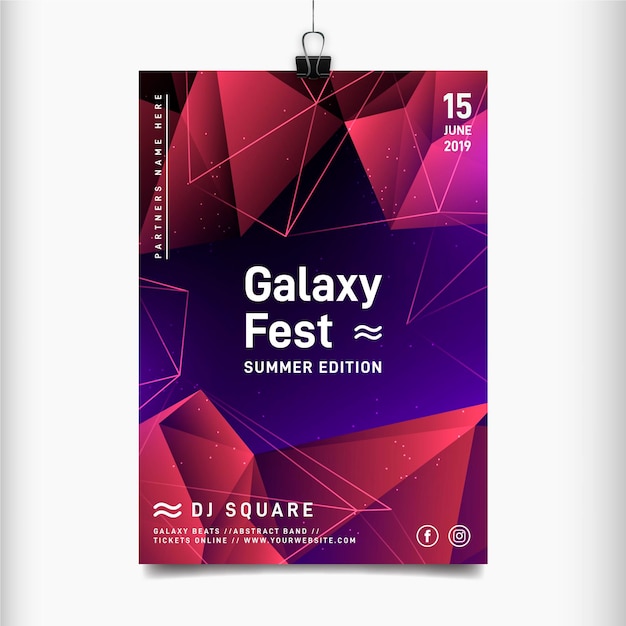 Galaxy muziekfestival poster sjabloon