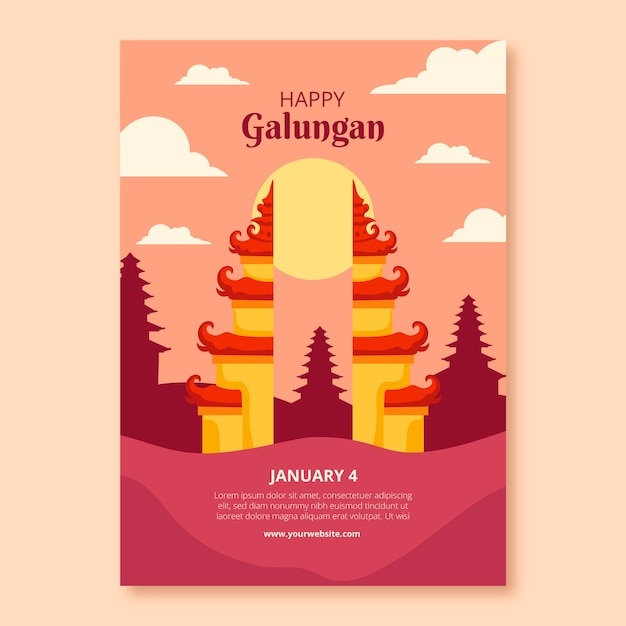 Gratis vector galungan viering verticale flyer-sjabloon