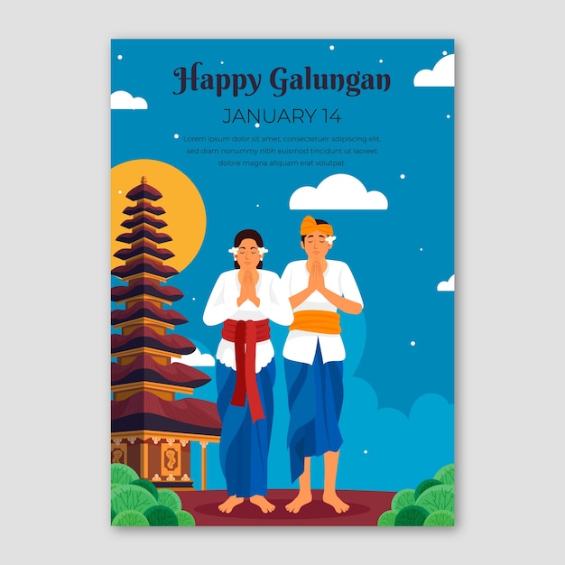 Gratis vector galungan viering verticale flyer-sjabloon