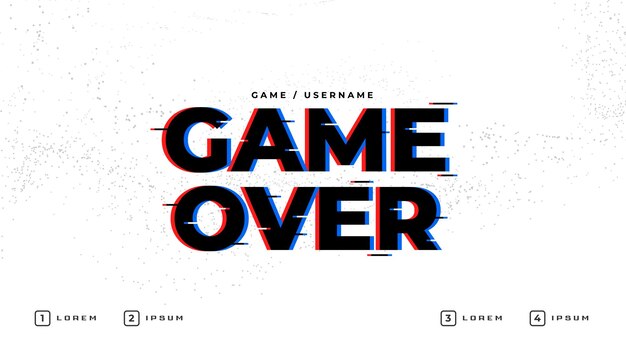 Game over-tekst op achtergrond in glitch-stijl