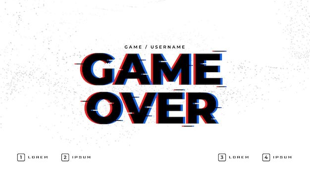 Game over-tekst op achtergrond in glitch-stijl