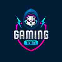 Gratis vector gaming-logo met plat ontwerp