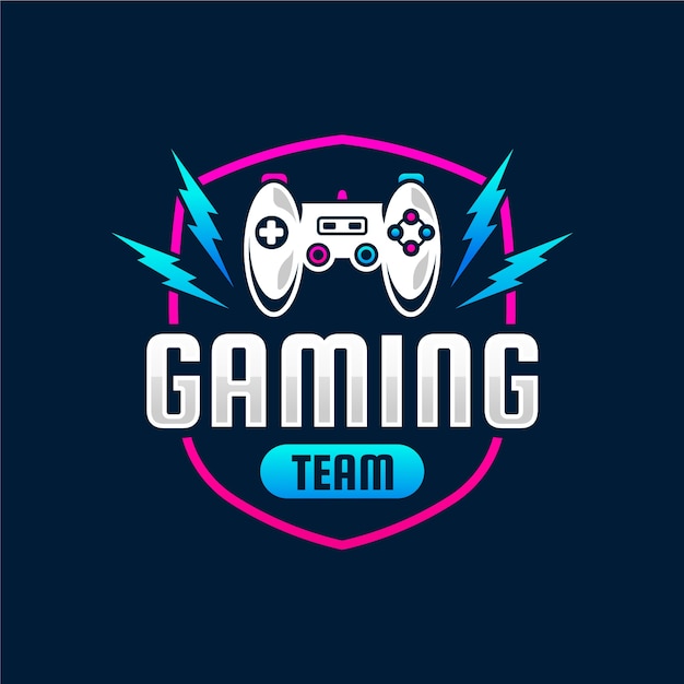 Gratis vector gaming-logo met plat ontwerp