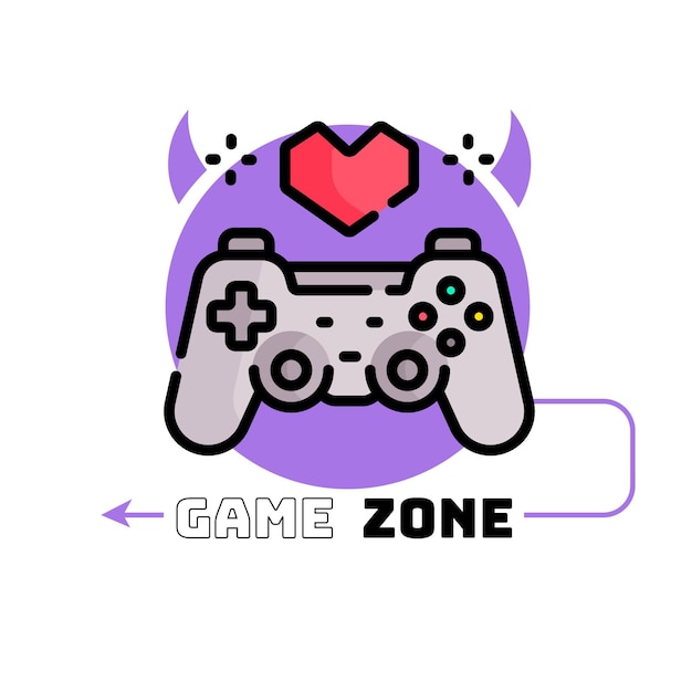 Gratis vector gaming logo sjabloon met joystick