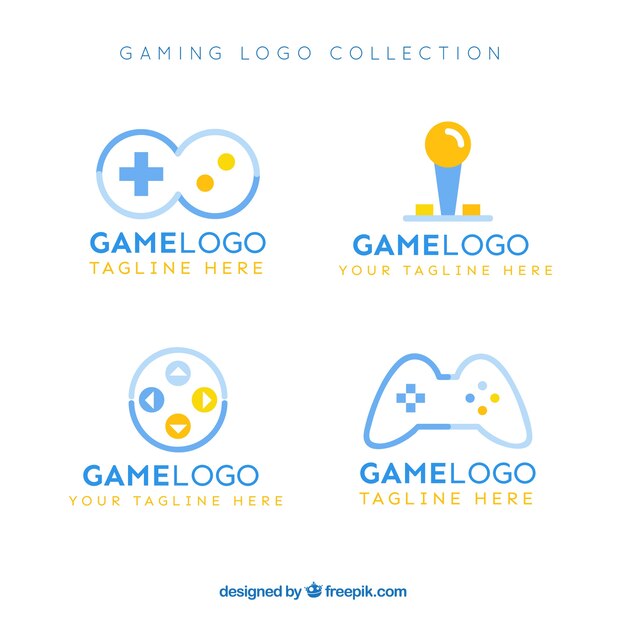 Gaming-logocollectie met plat ontwerp