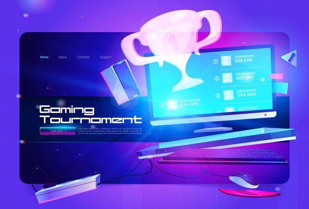 Gaming toernooi cartoon landing online sport