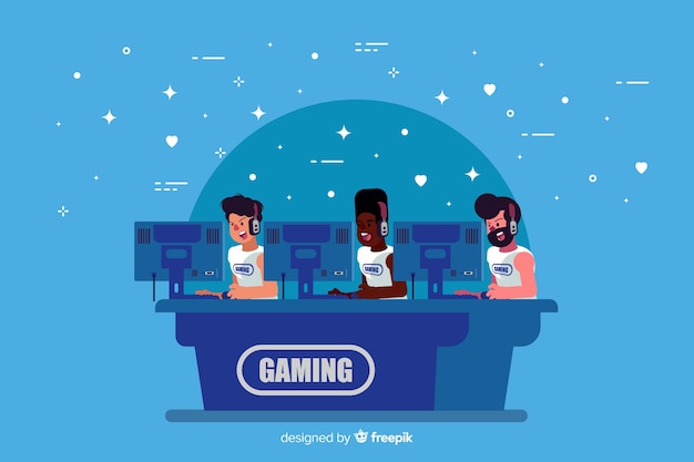 Gratis vector gamingteam speelt met de computer