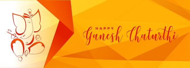 Gratis vector ganesh chaturthi festival gele banner in geometrische stijl