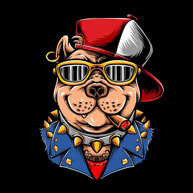 Gratis vector gangster hond karakter vectorillustratie