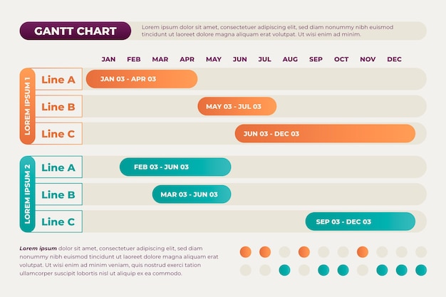 Gratis vector gantt-diagram met kleurovergang